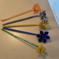 F129 Set of 5 Murano style glass flower stems
