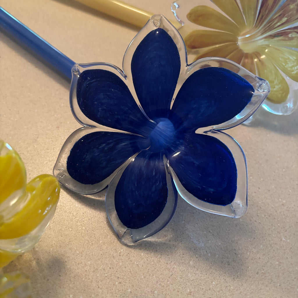 F129 Set of 5 Murano style glass flower stems