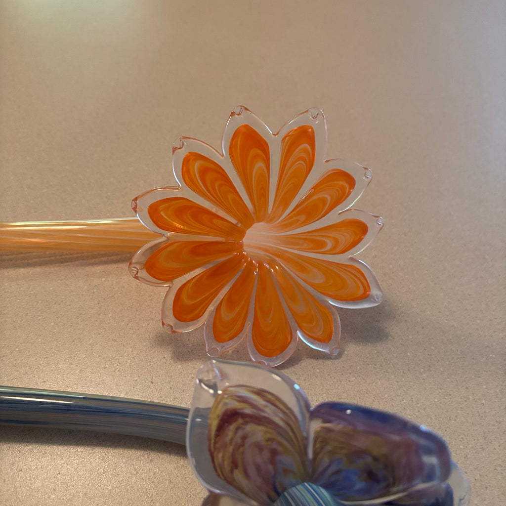 F129 Set of 5 Murano style glass flower stems