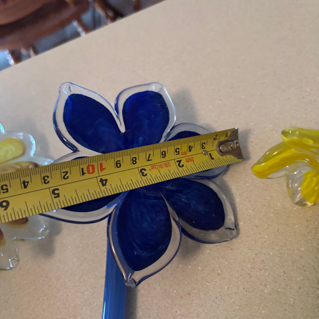 F129 Set of 5 Murano style glass flower stems