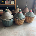 F131 Set of 6 Vintage Wicker Demijohns
