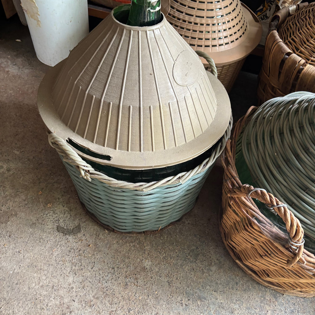 F131 Set of 6 Vintage Wicker Demijohns