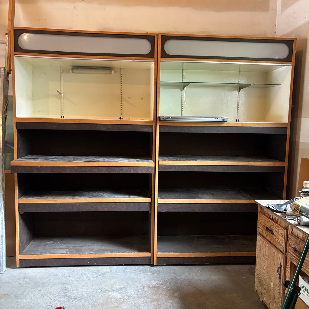 F135 2 Vintage shelving units (extremely heavy)