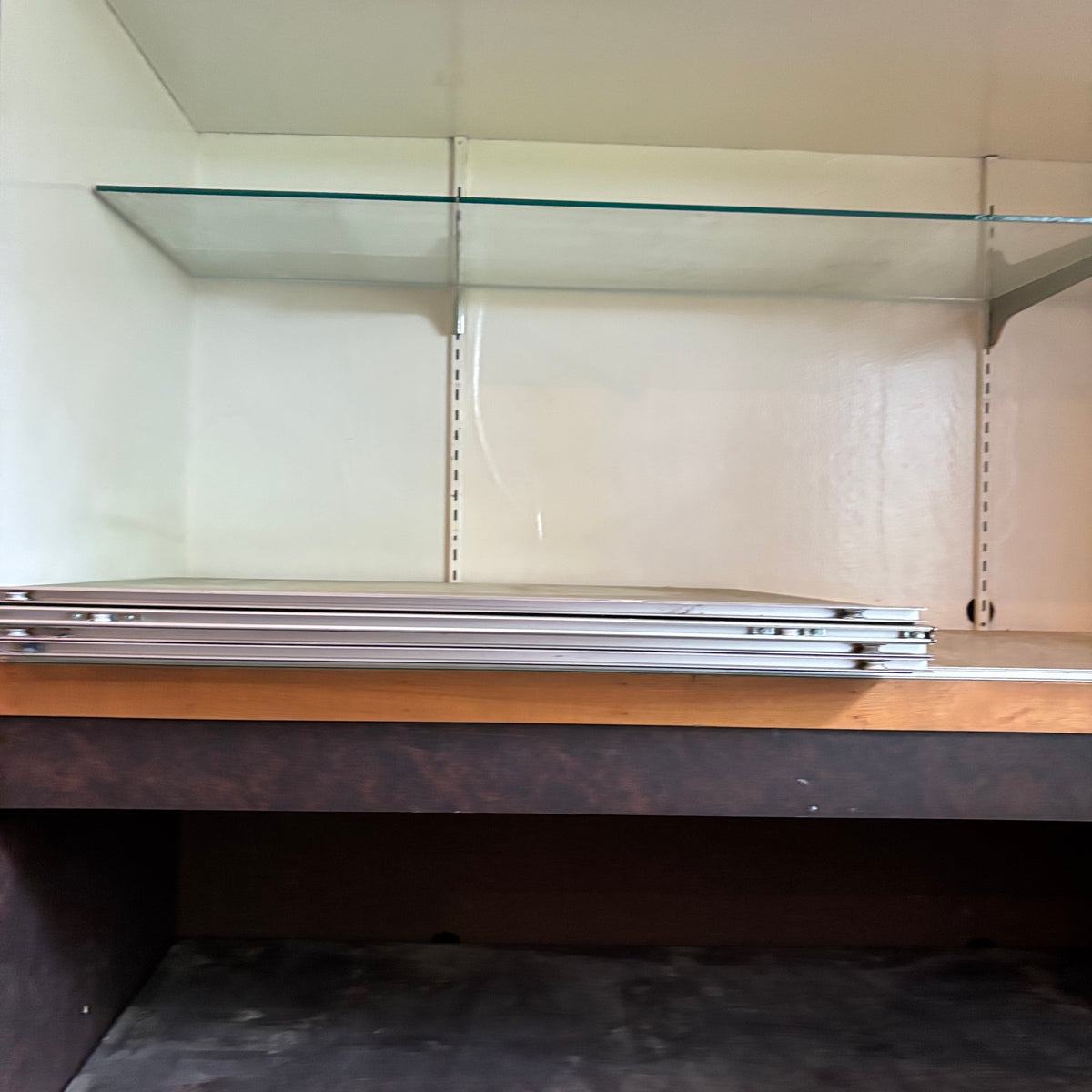 F135 2 Vintage shelving units (extremely heavy)