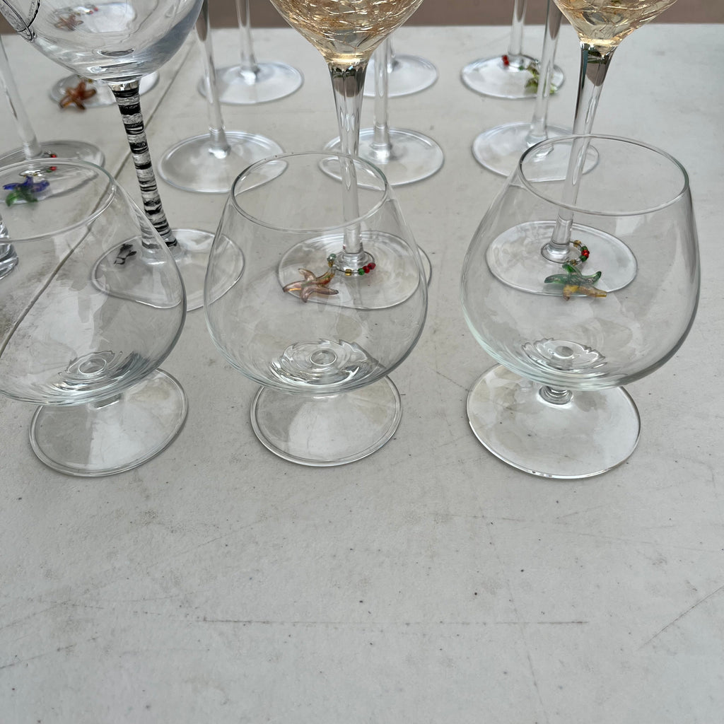 D695 Glassware grouping (Amber wine glasses and more)