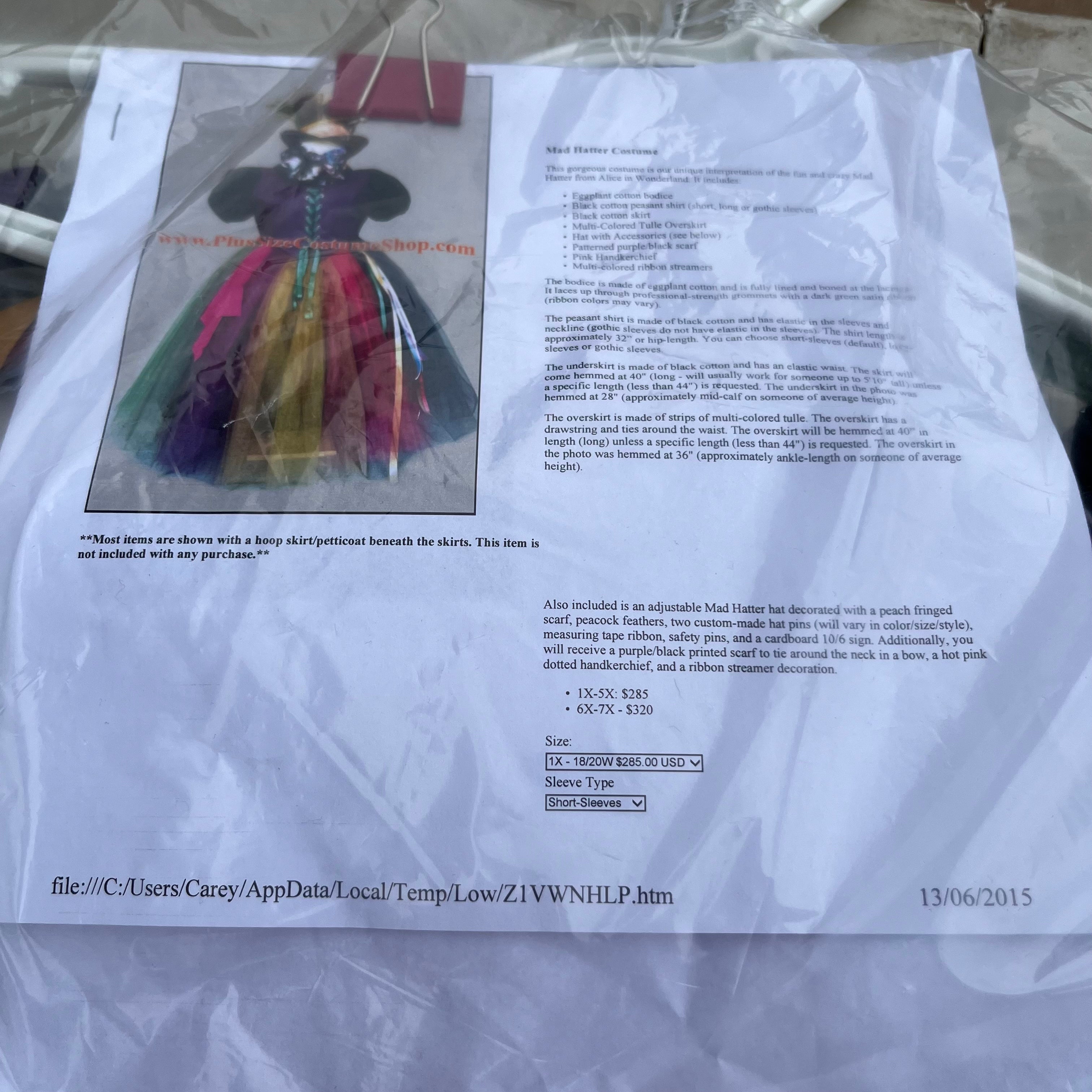 D708 Plus Size Mad Hatter Costume