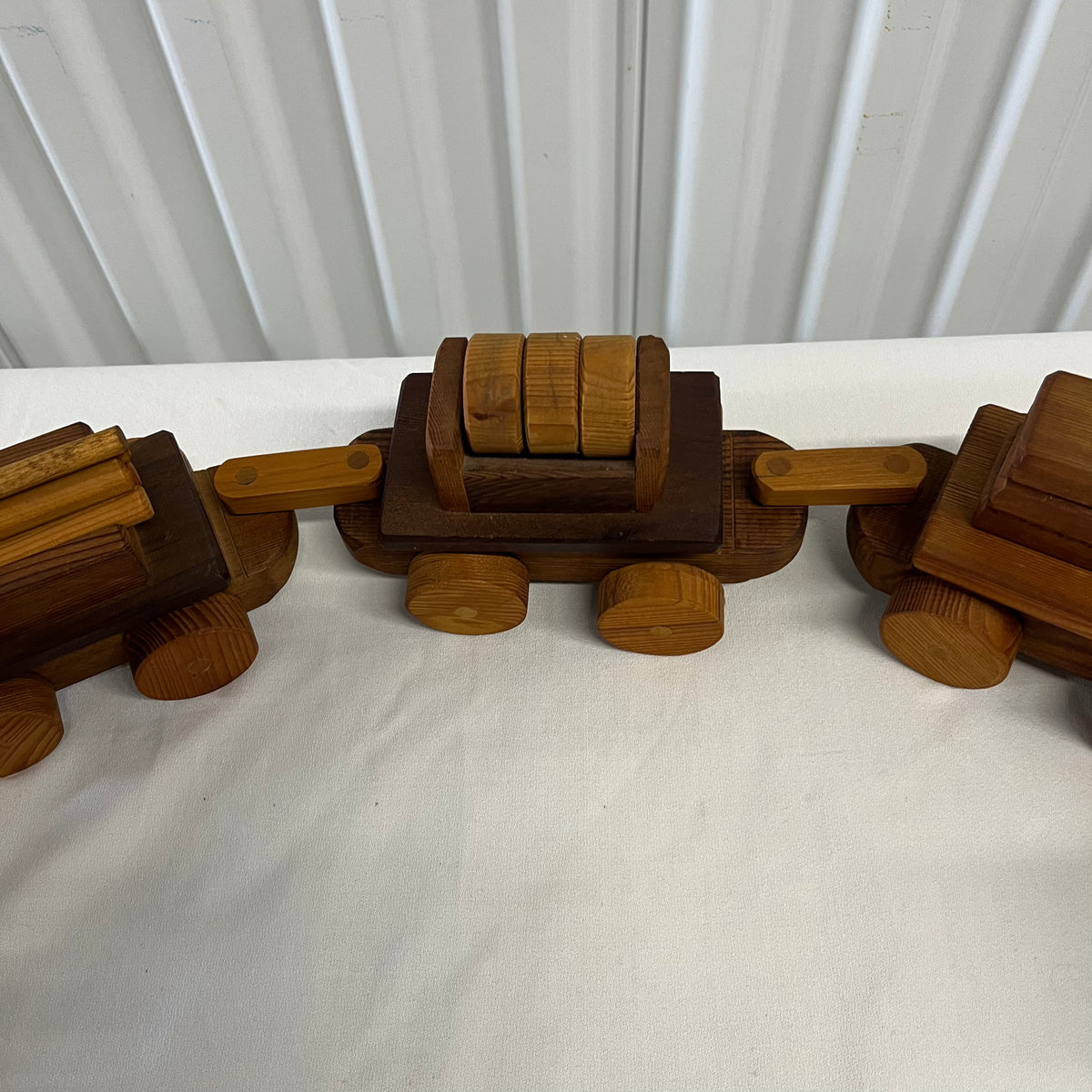 U907 Vintage Wooden Toy Train Grouping