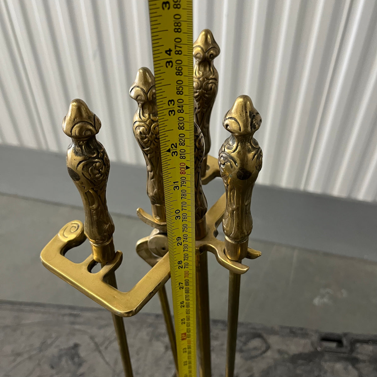 U910 Vintage 5 piece brass fireplace set