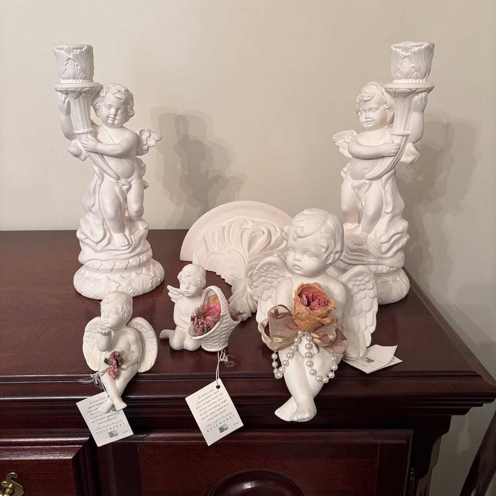 F152 Cherub Decor Grouping (candle holders and more)