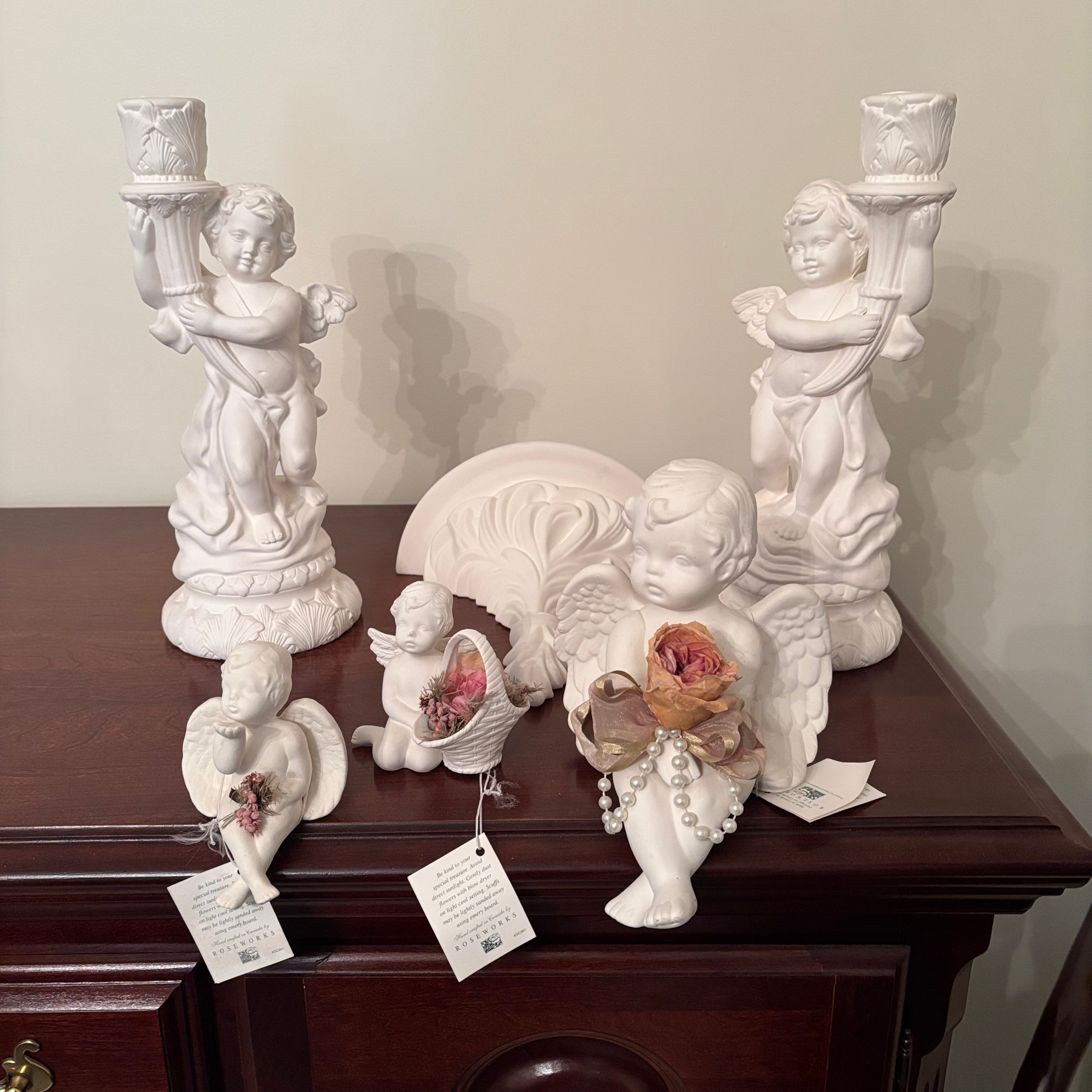 F152 Cherub Decor Grouping (candle holders and more)