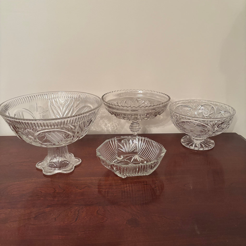 F153 Vintage crystal candy dish grouping