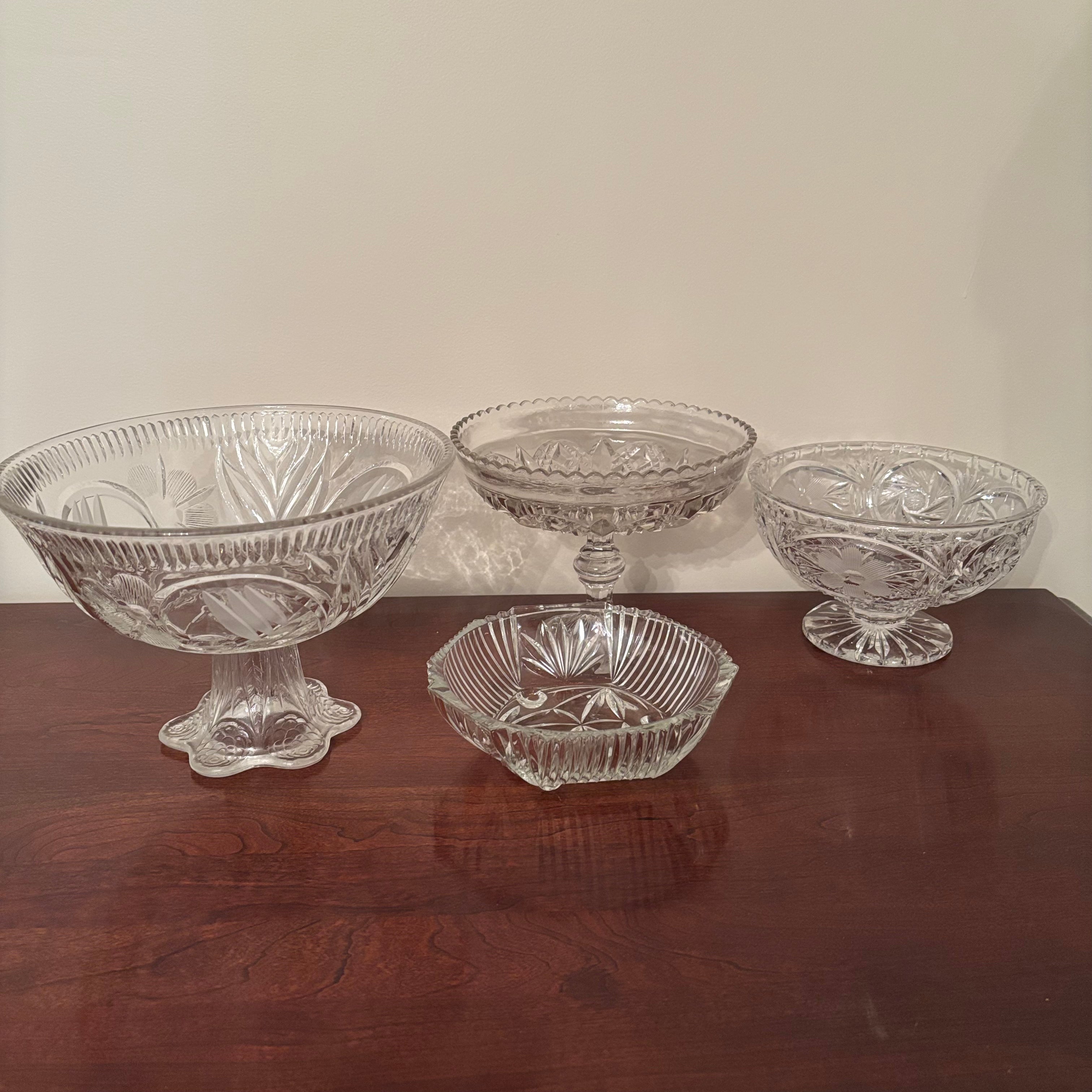 F153 Vintage crystal candy dish grouping