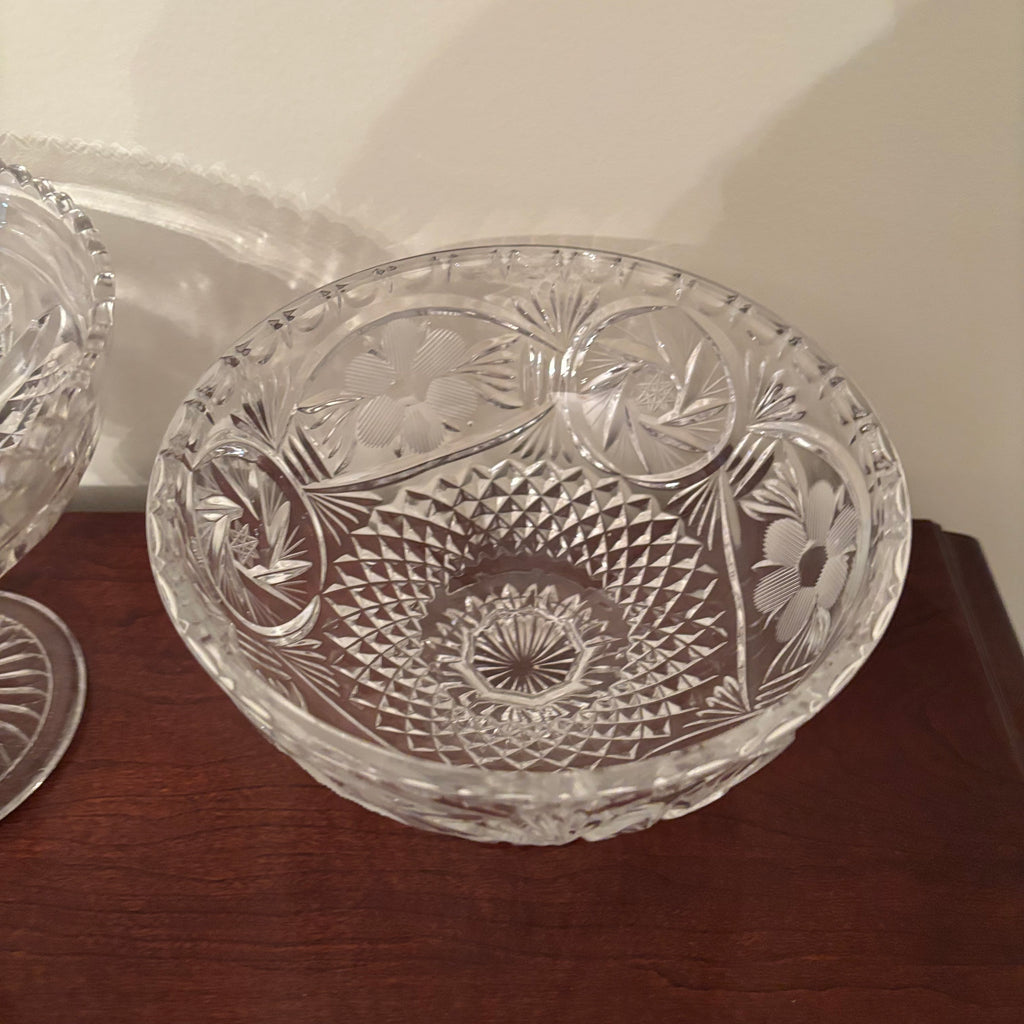 F153 Vintage crystal candy dish grouping