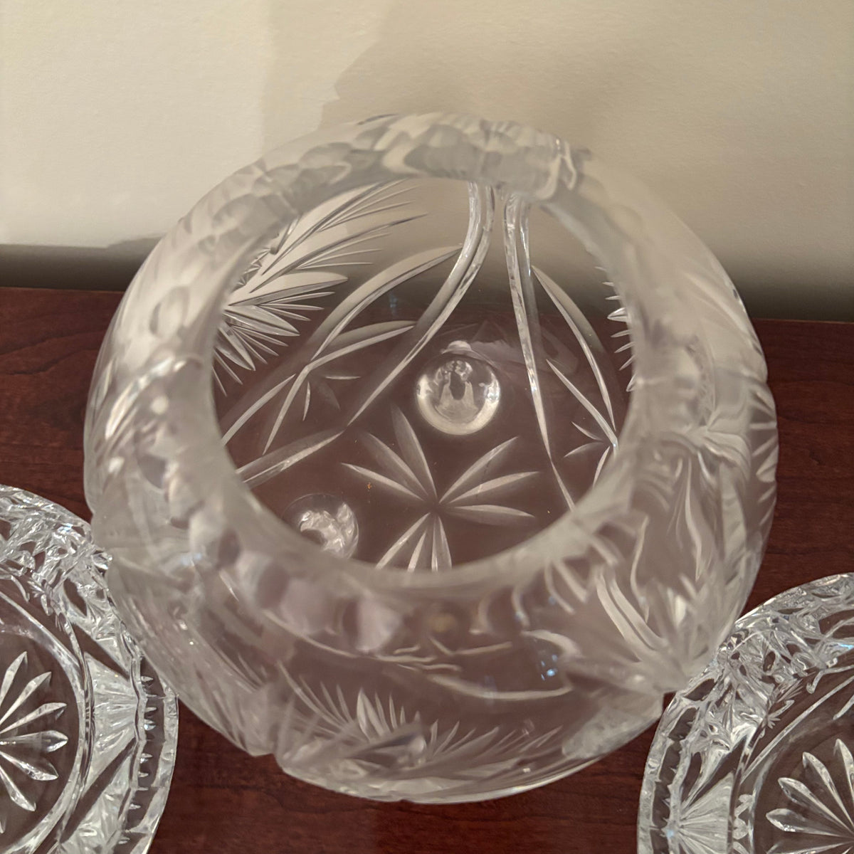 F155 Vintage crystal Rose bowl grouping