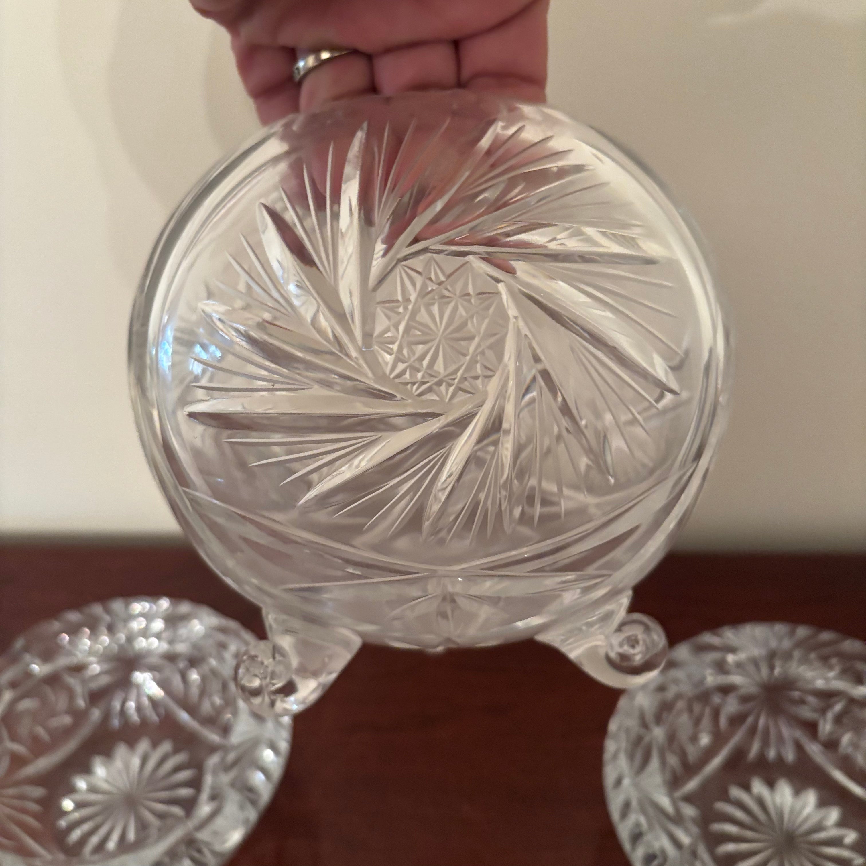 F155 Vintage crystal Rose bowl grouping