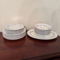 F156 Vintage china plate grouping (Johnson Bros Snowhite Regency)