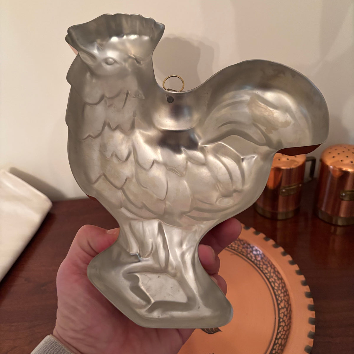 F157 Vintage copper grouping (rooster mould and more)