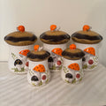 F158 Vintage Sears Merry Mushroom canister set (in excellent condition)