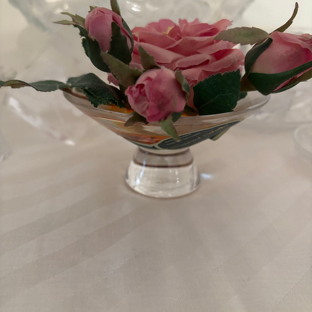 F161 Vintage crystal and glass  grouping (floral fruit bowl and more)
