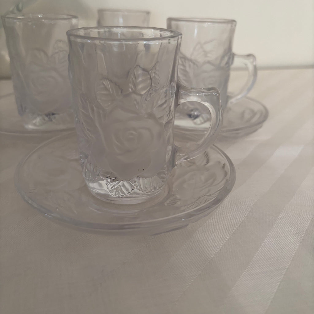 F161 Vintage crystal and glass  grouping (floral fruit bowl and more)