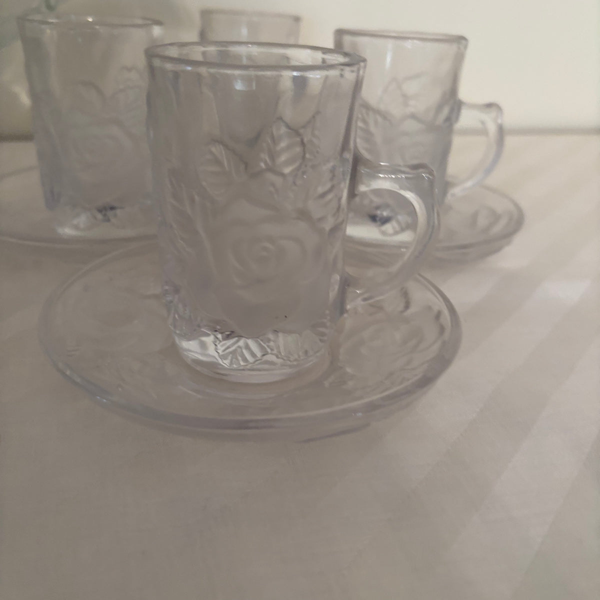 F161 Vintage crystal and glass  grouping (floral fruit bowl and more)