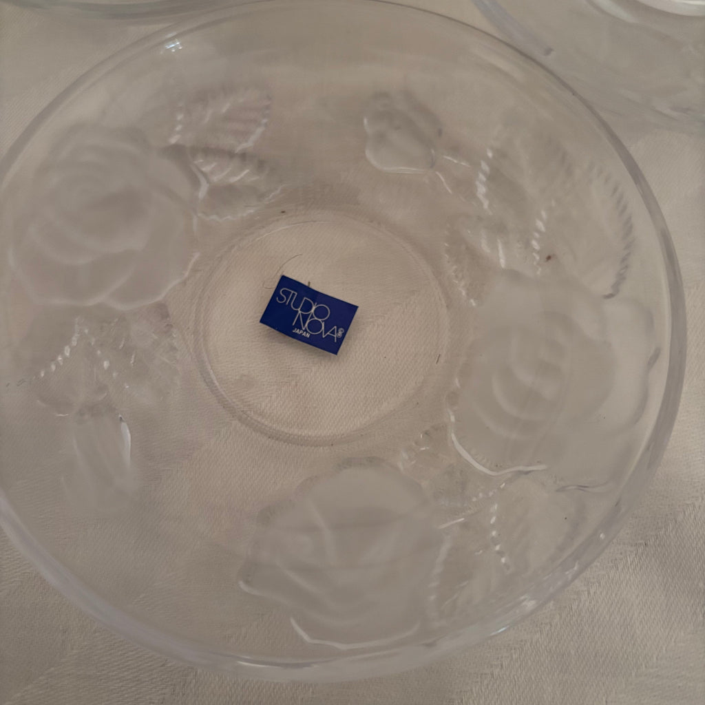 F161 Vintage crystal and glass  grouping (floral fruit bowl and more)