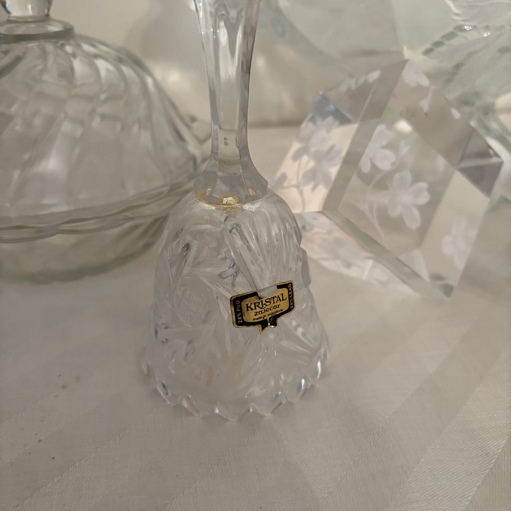 F161 Vintage crystal and glass  grouping (floral fruit bowl and more)