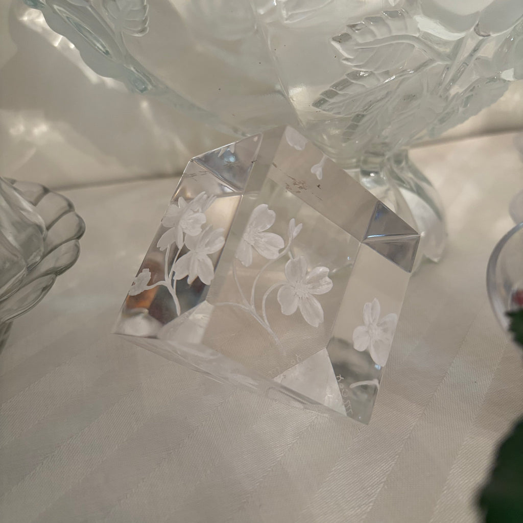 F161 Vintage crystal and glass  grouping (floral fruit bowl and more)