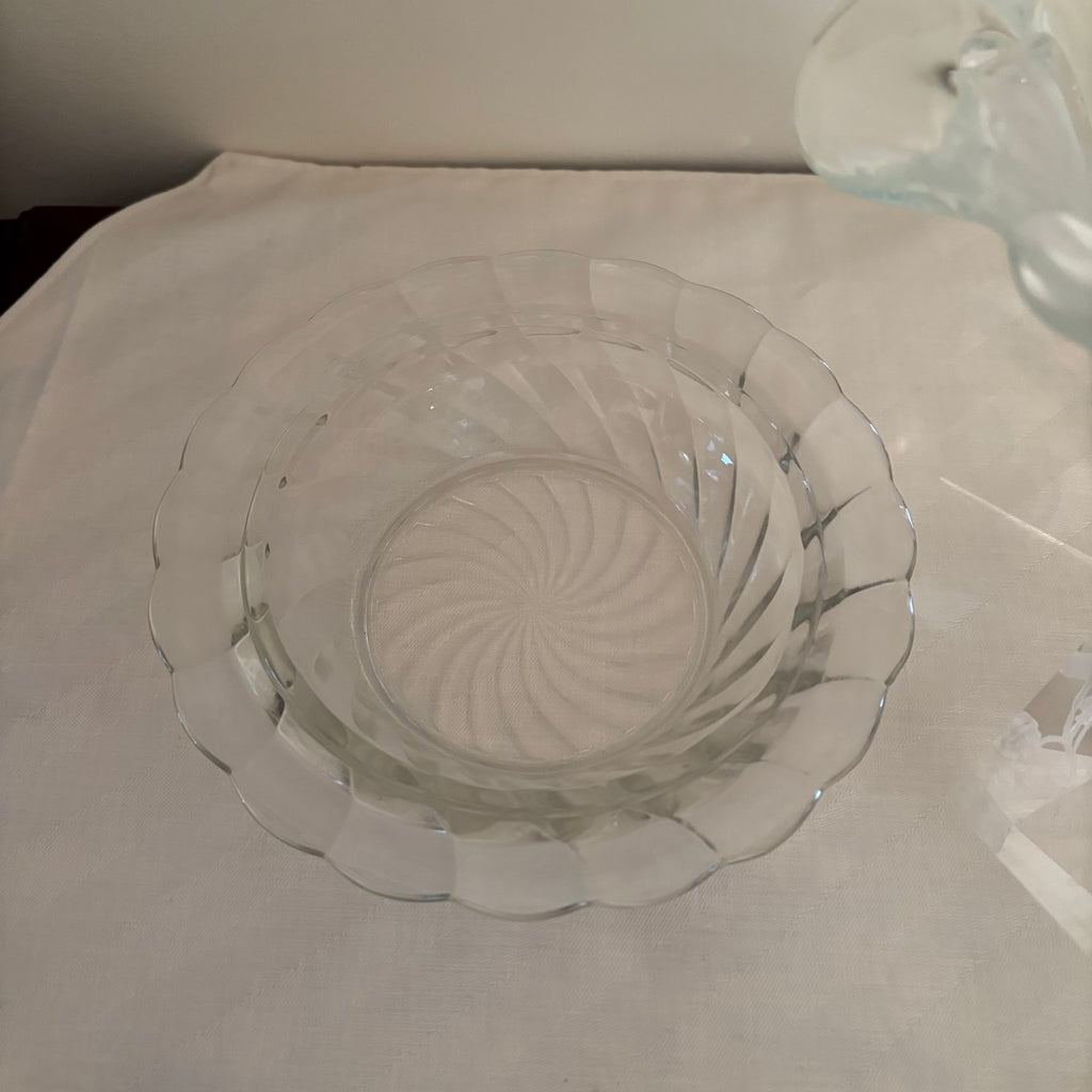 F161 Vintage crystal and glass  grouping (floral fruit bowl and more)