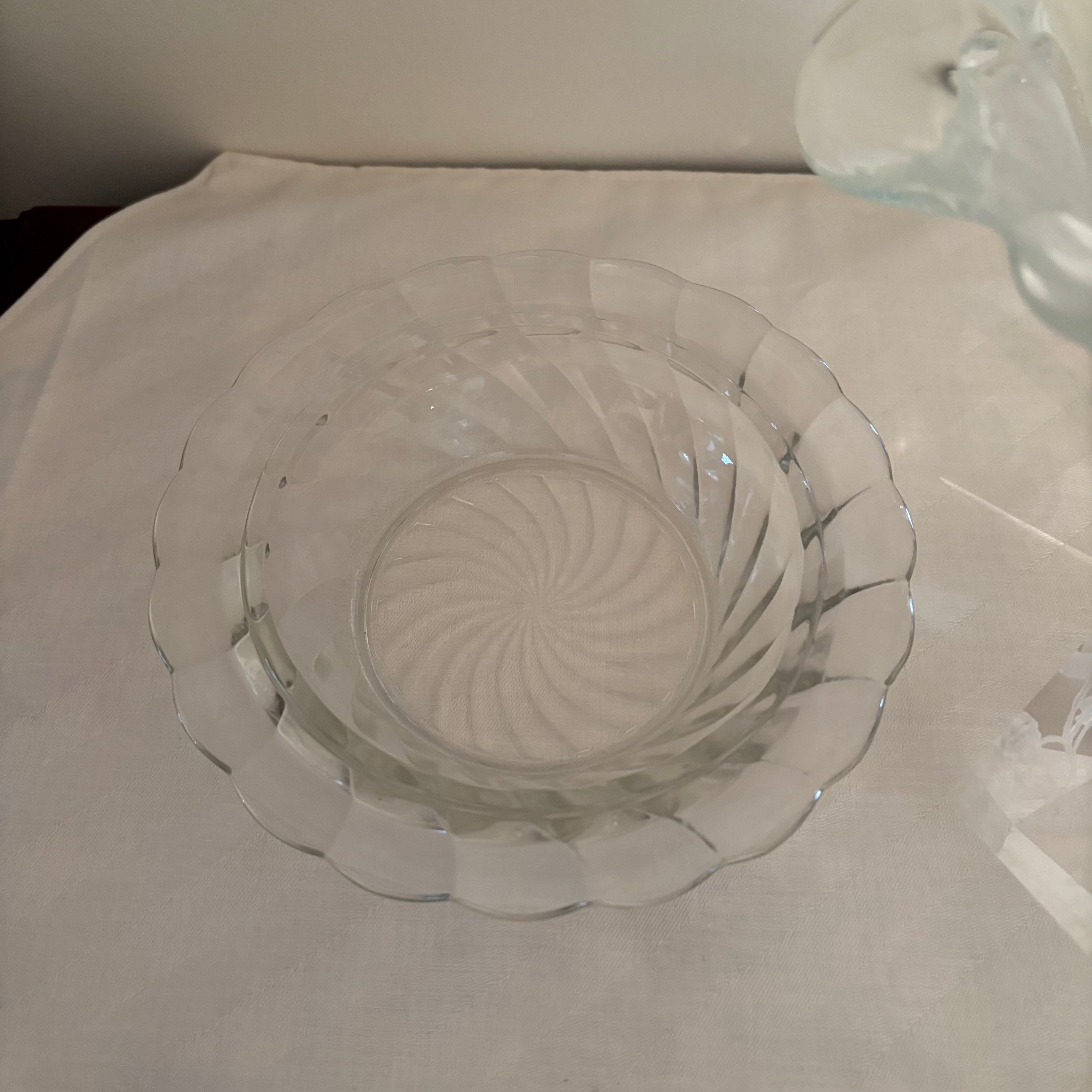 F161 Vintage crystal and glass  grouping (floral fruit bowl and more)