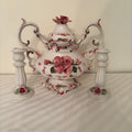 F164 Vintage grouping (Capodimonte rose soup tureen and candle holders)