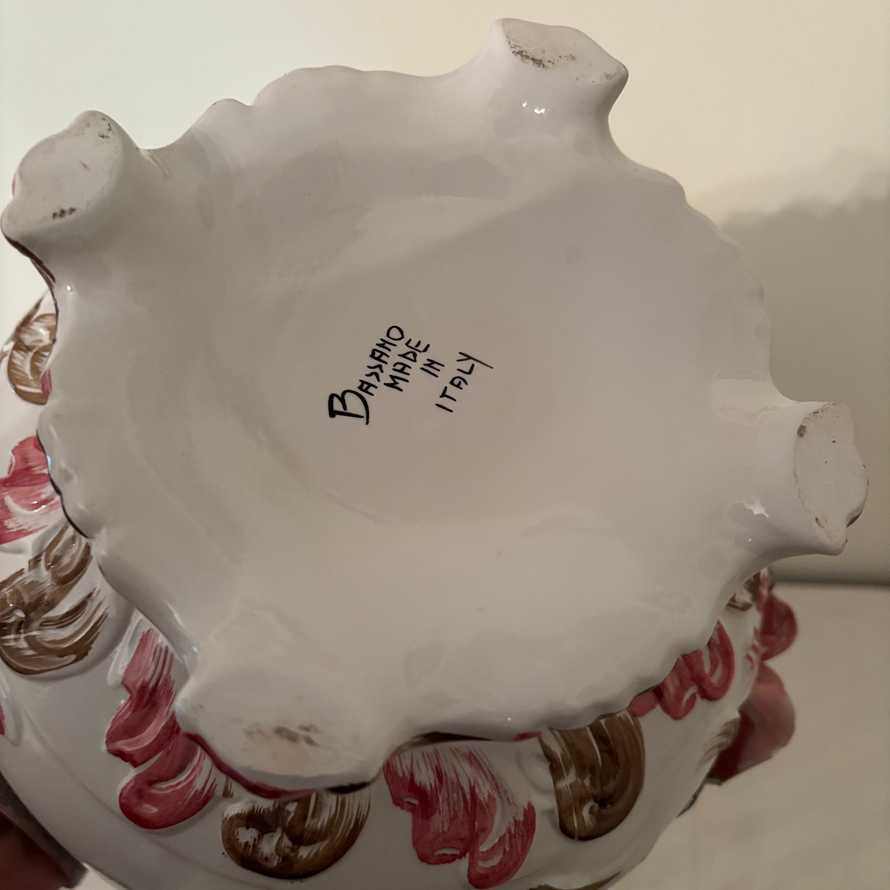 F164 Vintage grouping (Capodimonte rose soup tureen and candle holders)