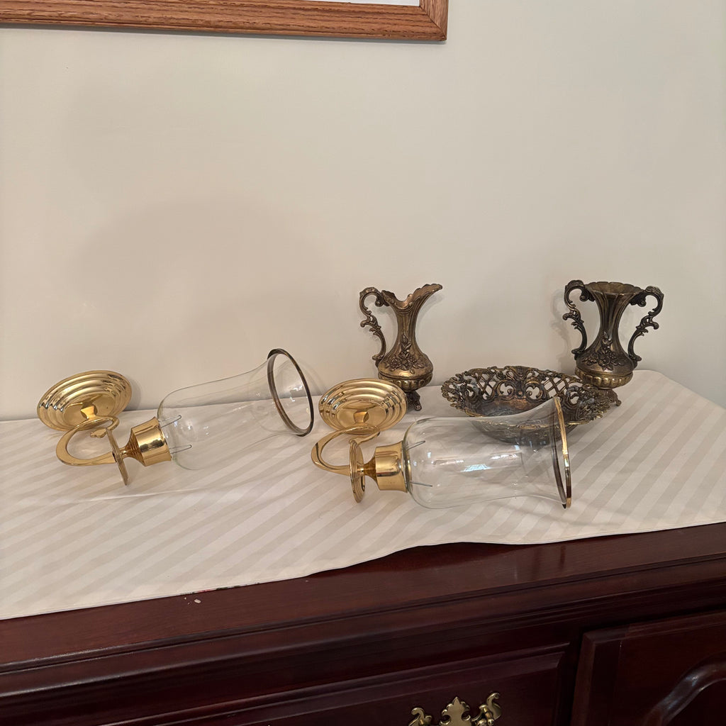 F165 Vintage metal grouping (sconces and more)