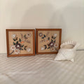 F166 Vintage floral artwork and ceramic sea shell vase