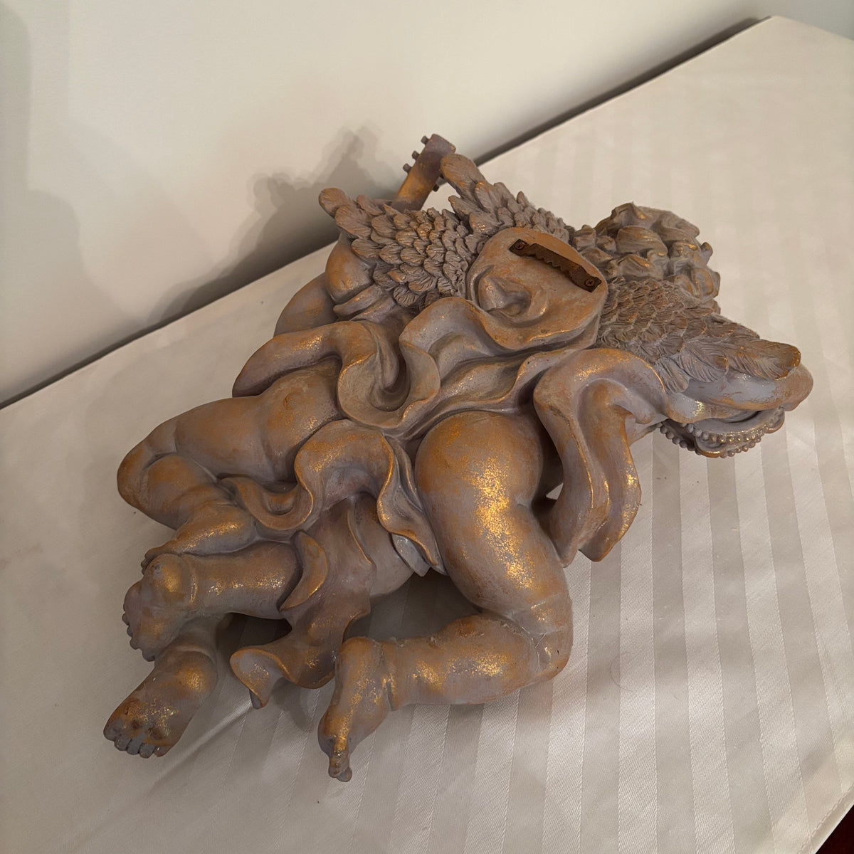 F170 Vintage cherub decor grouping (heavy stone mirror and more)