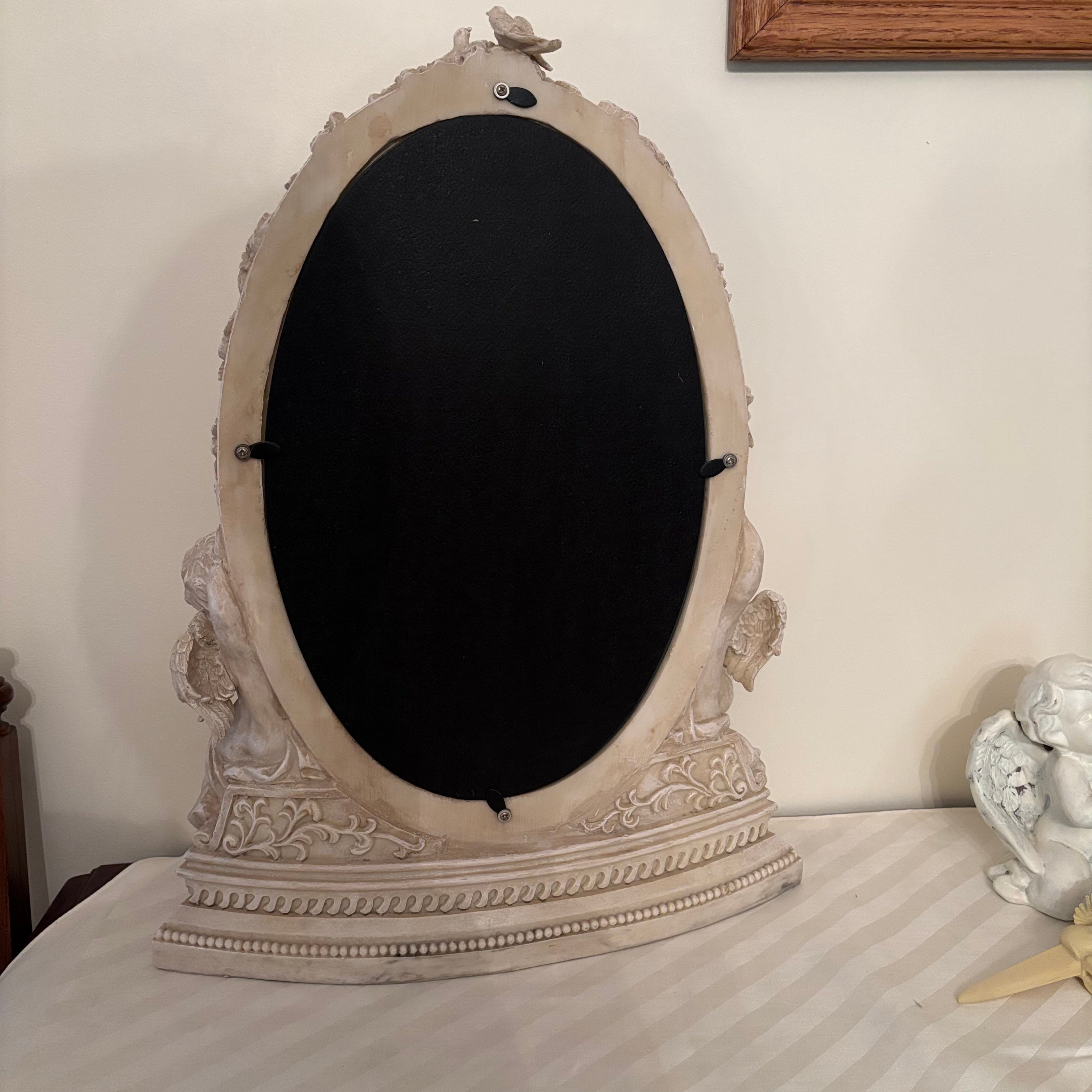 F170 Vintage cherub decor grouping (heavy stone mirror and more)