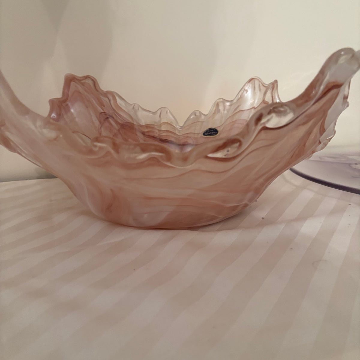 F171 Vintage Mikasa Calypso cake plate and Murano bowl (**bowl is cracked on bottom**)