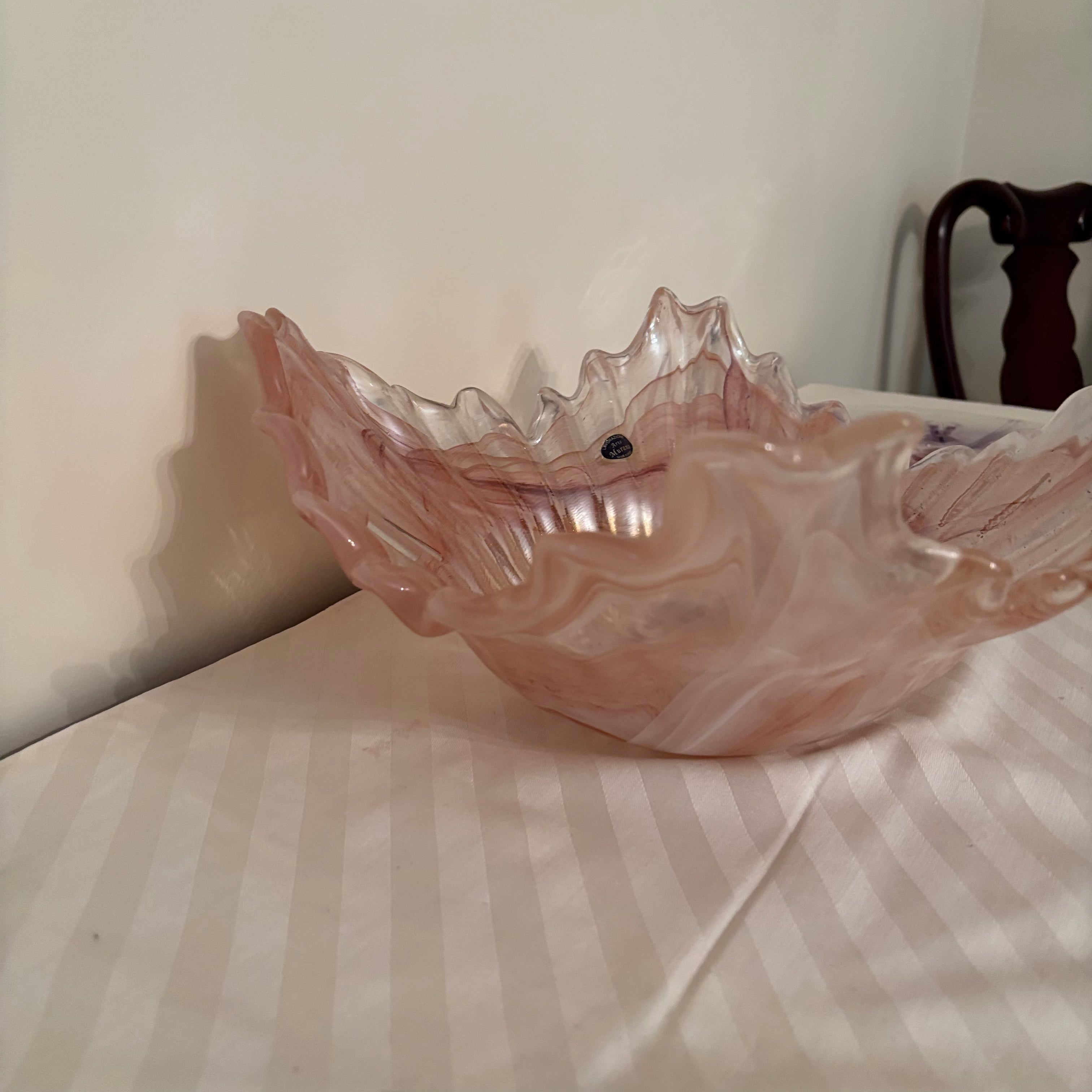 F171 Vintage Mikasa Calypso cake plate and Murano bowl (**bowl is cracked on bottom**)