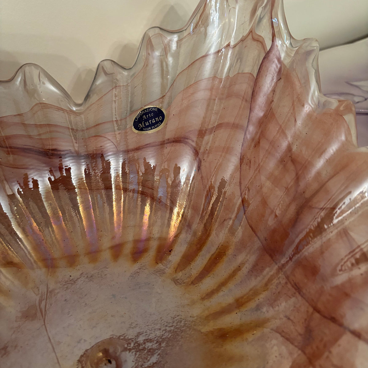 F171 Vintage Mikasa Calypso cake plate and Murano bowl (**bowl is cracked on bottom**)