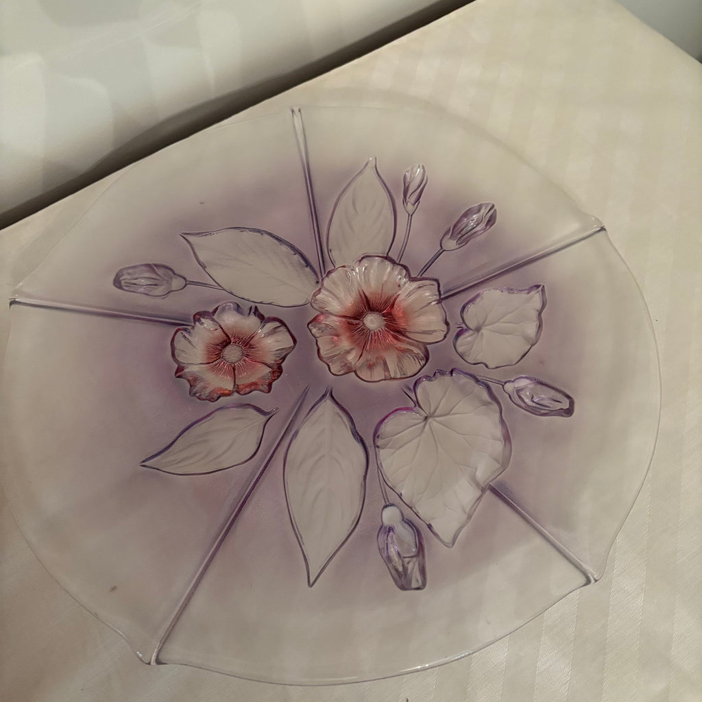 F171 Vintage Mikasa Calypso cake plate and Murano bowl (**bowl is cracked on bottom**)