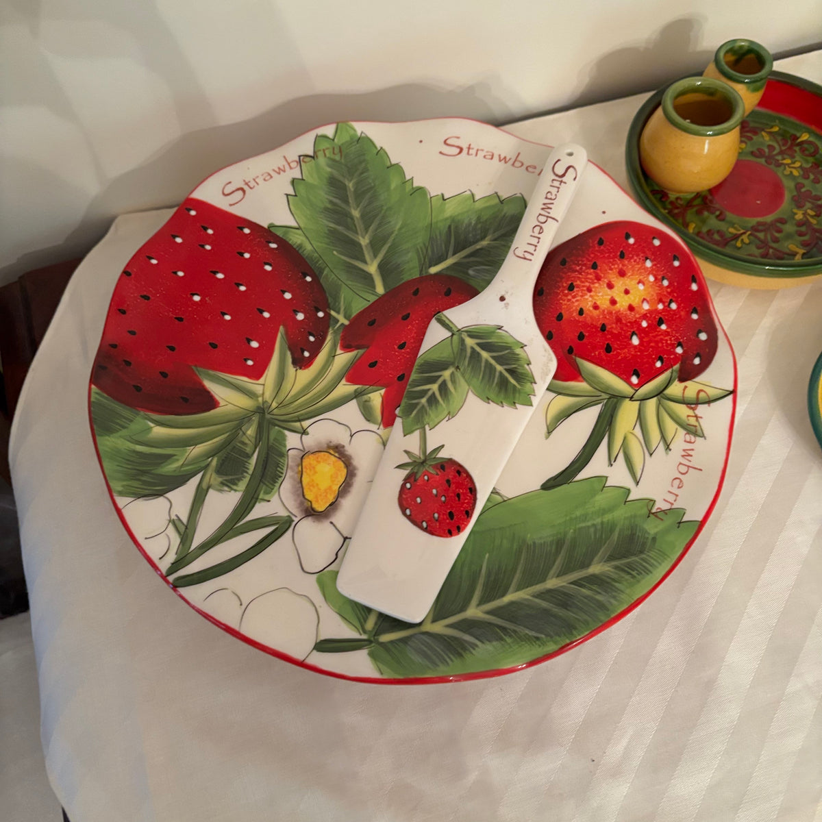 F175 Ceramic serving grouping (strawberry cake plate and more)