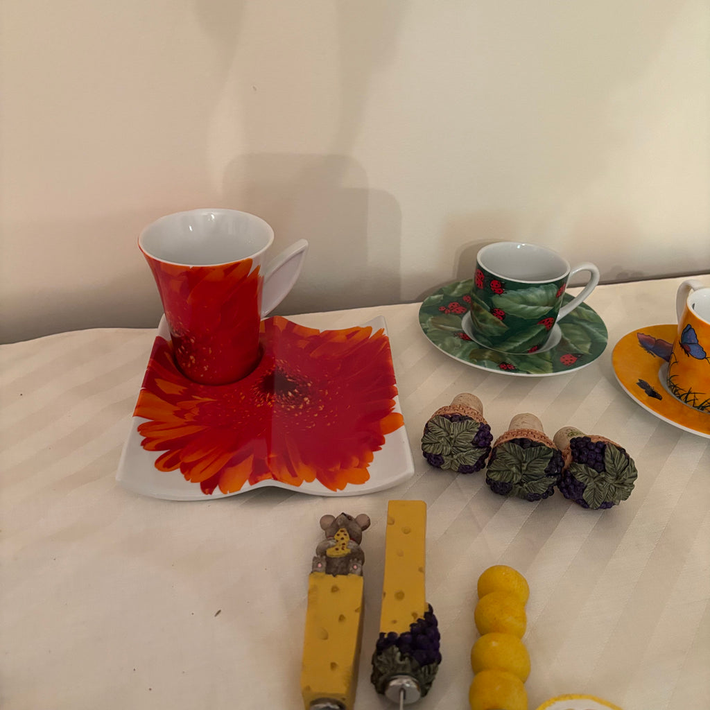 F175 Ceramic serving grouping (strawberry cake plate and more)
