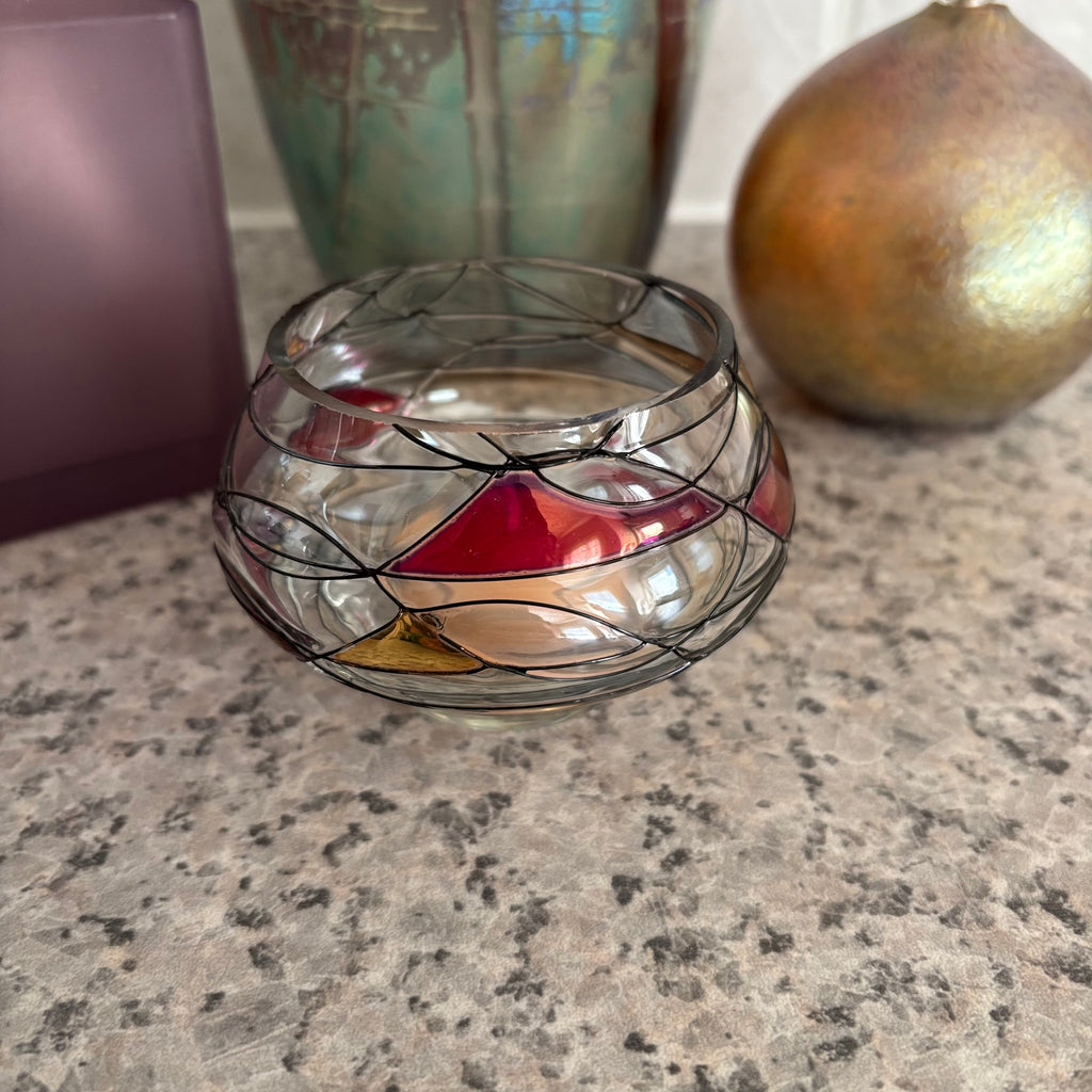 E780 Art glass Decor Grouping (Roku vase  and more)