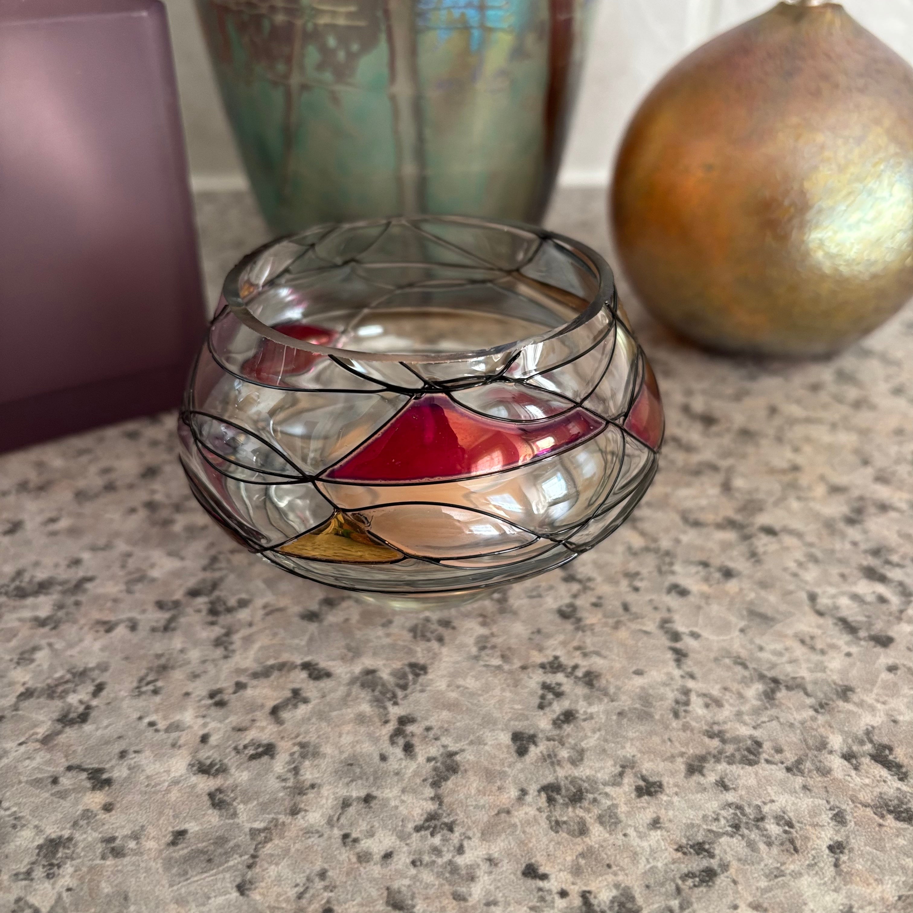 E780 Art glass Decor Grouping (Roku vase  and more)