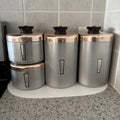 E785 Vintage Kromex Maid of Honor spun steel canister set