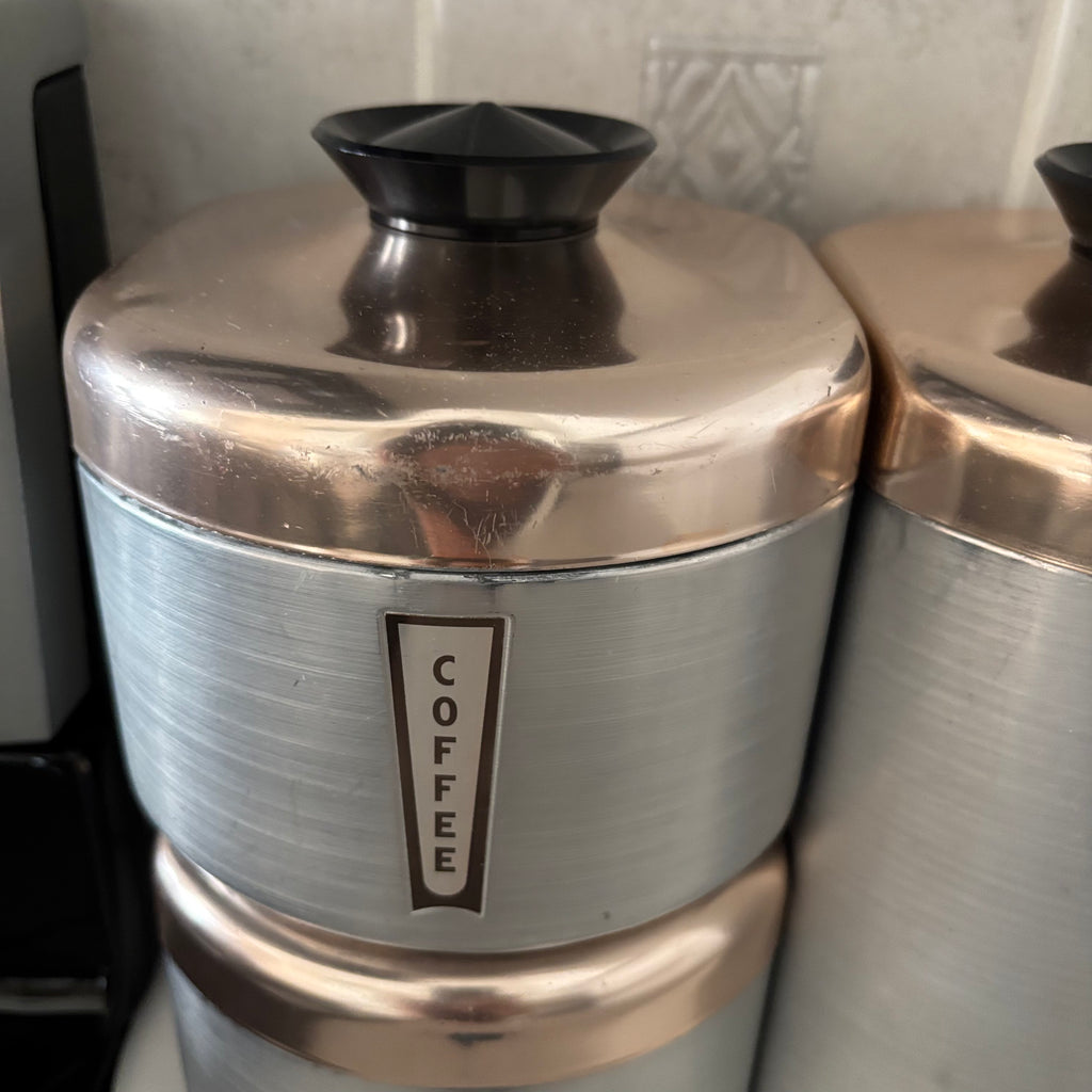 E785 Vintage Kromex Maid of Honor spun steel canister set