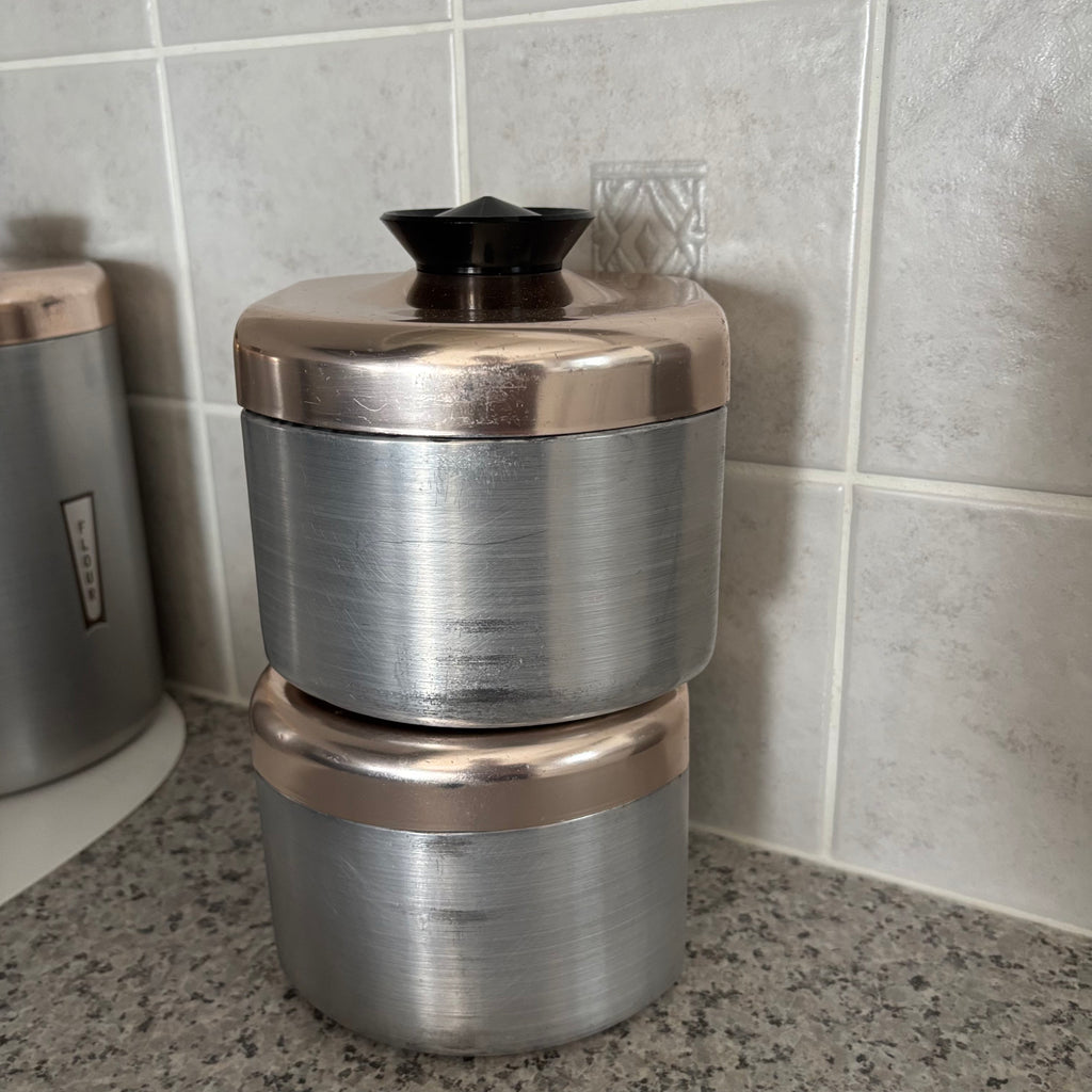 E785 Vintage Kromex Maid of Honor spun steel canister set