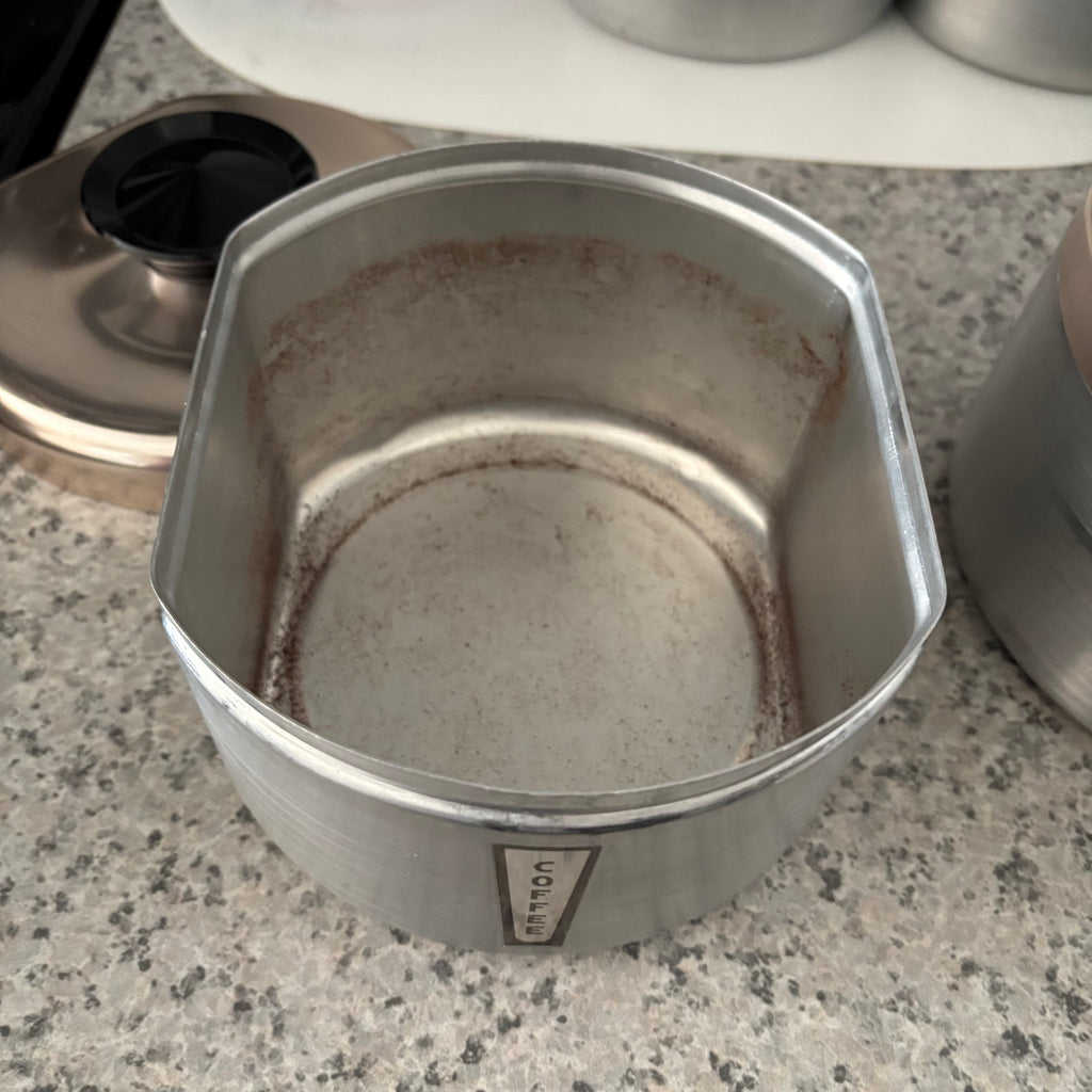 E785 Vintage Kromex Maid of Honor spun steel canister set