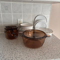 E786 Kitchen grouping (glass Pyrex pots and more)