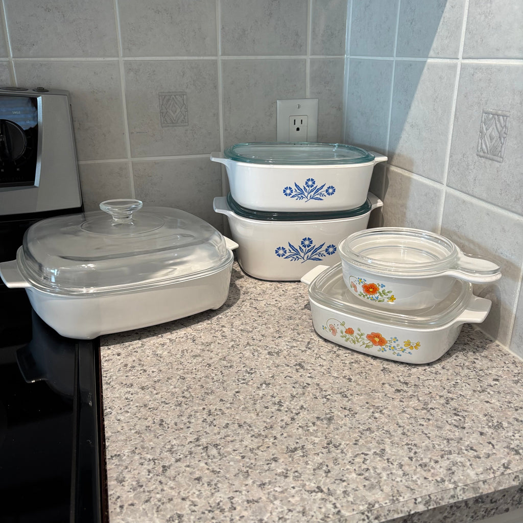 F799 Vintage Corningware Grouping (cornflower and more)